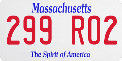 MA license plate 299RO2