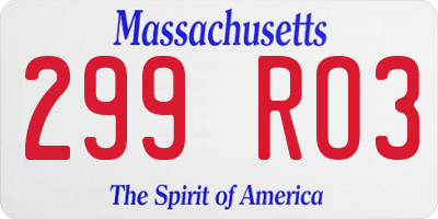 MA license plate 299RO3