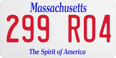 MA license plate 299RO4
