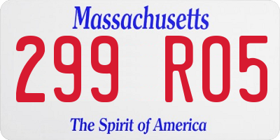 MA license plate 299RO5