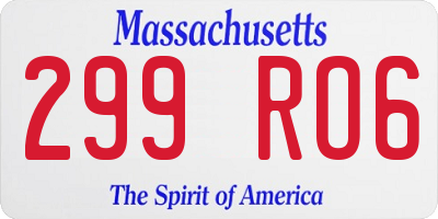 MA license plate 299RO6