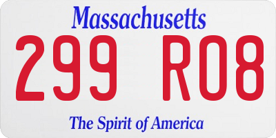 MA license plate 299RO8