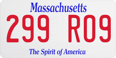 MA license plate 299RO9