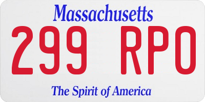 MA license plate 299RP0