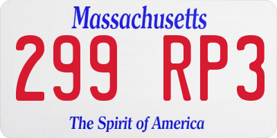 MA license plate 299RP3
