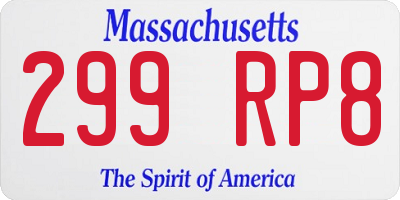MA license plate 299RP8