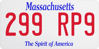 MA license plate 299RP9