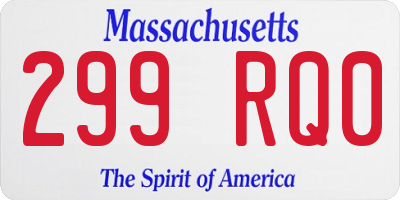 MA license plate 299RQ0