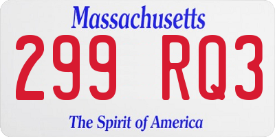 MA license plate 299RQ3