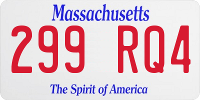 MA license plate 299RQ4