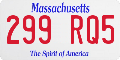 MA license plate 299RQ5