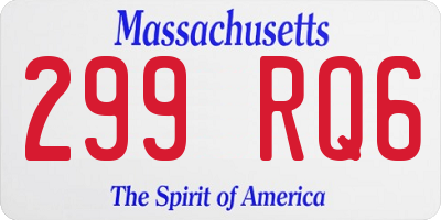 MA license plate 299RQ6