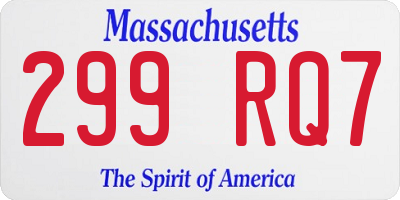 MA license plate 299RQ7