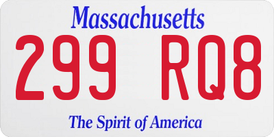 MA license plate 299RQ8