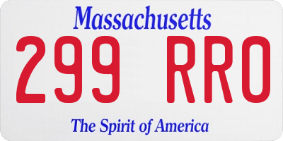 MA license plate 299RR0