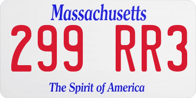 MA license plate 299RR3