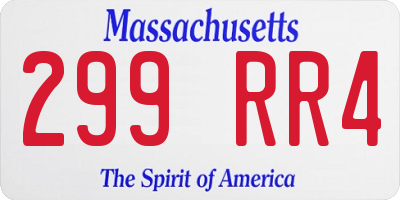 MA license plate 299RR4