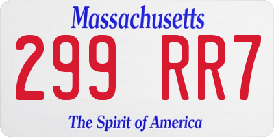 MA license plate 299RR7