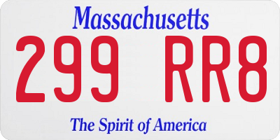 MA license plate 299RR8