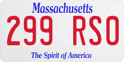 MA license plate 299RS0
