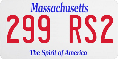 MA license plate 299RS2