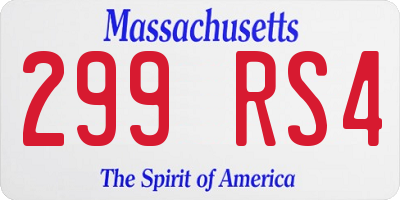 MA license plate 299RS4