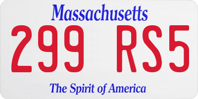 MA license plate 299RS5