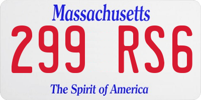 MA license plate 299RS6