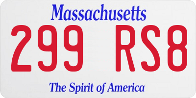 MA license plate 299RS8