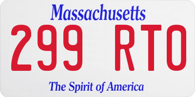 MA license plate 299RT0