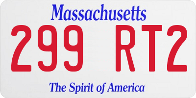MA license plate 299RT2