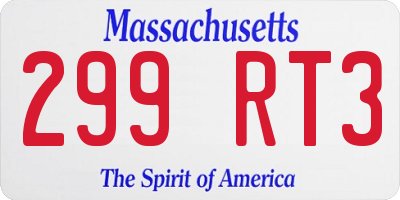 MA license plate 299RT3