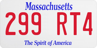 MA license plate 299RT4