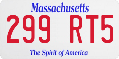 MA license plate 299RT5