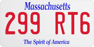 MA license plate 299RT6
