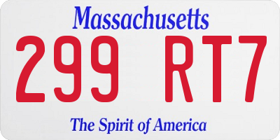 MA license plate 299RT7