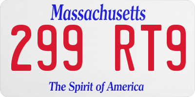 MA license plate 299RT9