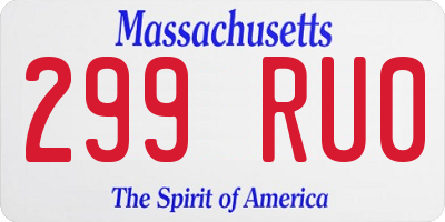 MA license plate 299RU0
