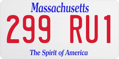 MA license plate 299RU1