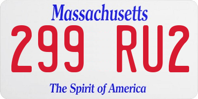 MA license plate 299RU2
