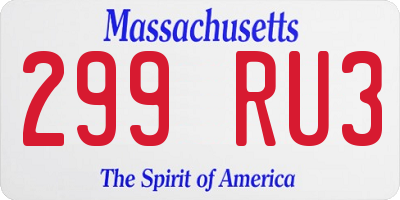 MA license plate 299RU3