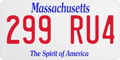 MA license plate 299RU4