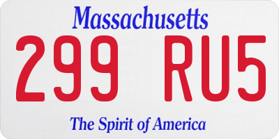 MA license plate 299RU5