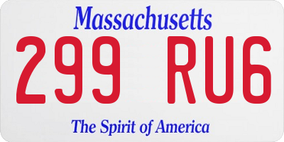 MA license plate 299RU6