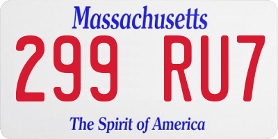 MA license plate 299RU7