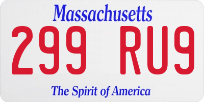MA license plate 299RU9