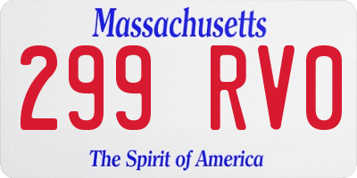 MA license plate 299RV0