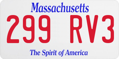 MA license plate 299RV3