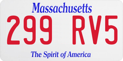 MA license plate 299RV5