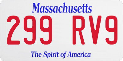MA license plate 299RV9